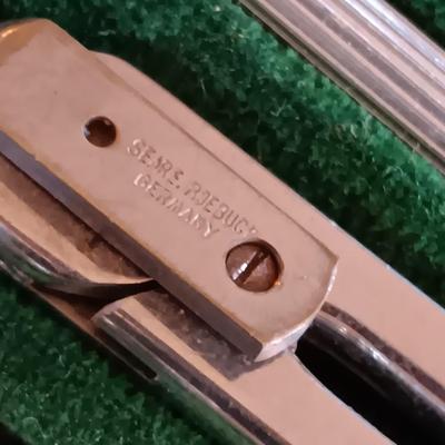 Vintage Sears Made in Germany drafting kit in black vinyl pouch. Drawing Compass set Geometry