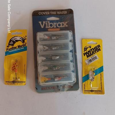 Brand new unopened Lures Vibrax 5 lures total - and two panther Martin Lures