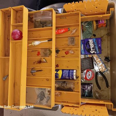 Old Pal 1090 Fishing tackle box with remainder of Fishing tackle -