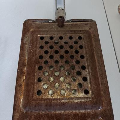 Camping pans - Cast Iron Griddle - Popcorn maker - handheld grate - and large frying pan