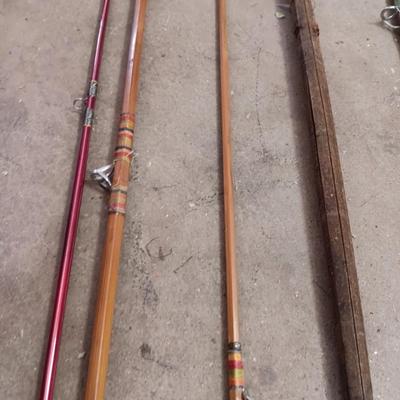 Antique fishing poles & parts