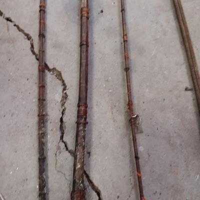 Antique fishing poles & parts