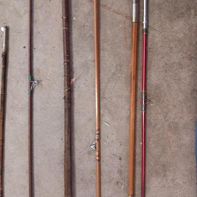 Antique fishing poles & parts
