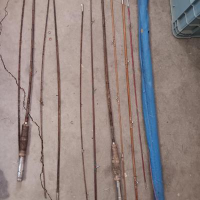 Antique fishing poles & parts
