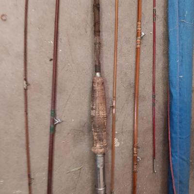 Antique fishing poles & parts