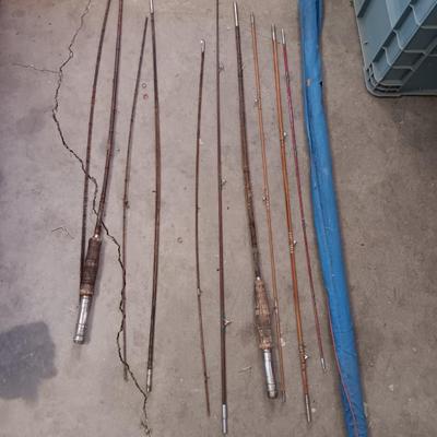 Antique fishing poles & parts