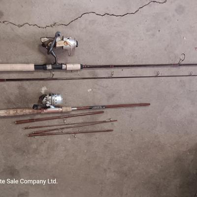 Two nice fishing poles with reels - Pack Rod - and CW 300