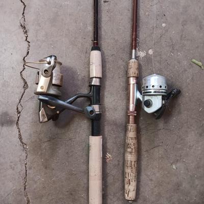 Two nice fishing poles with reels - Pack Rod - and CW 300