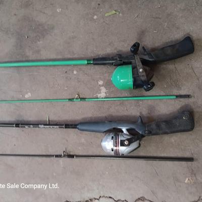 Two nice fishing poles with reels - Daiwa & Green unmarked pole
