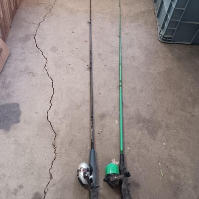 Two nice fishing poles with reels - Daiwa & Green unmarked pole
