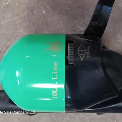 Two nice fishing poles with reels - Daiwa & Green unmarked pole