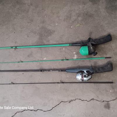 Two nice fishing poles with reels - Daiwa & Green unmarked pole