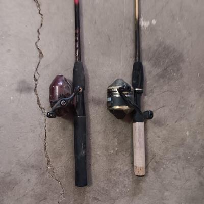 Two nice fishing poles with reels - Zebco Classic & Shakespeare Contender