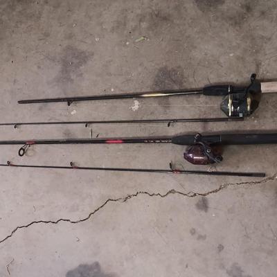 Two nice fishing poles with reels - Zebco Classic & Shakespeare Contender