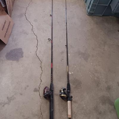 Two nice fishing poles with reels - Zebco Classic & Shakespeare Contender