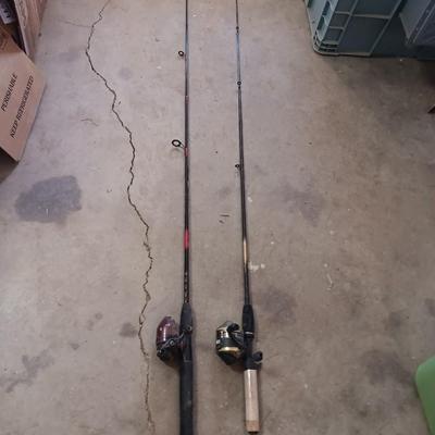 Two nice fishing poles with reels - Zebco Classic & Shakespeare Contender