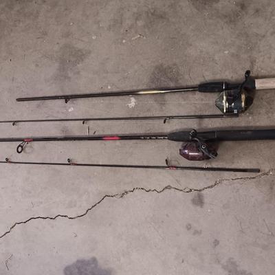 Two nice fishing poles with reels - Zebco Classic & Shakespeare Contender