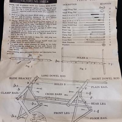 Frank A. Edmunds & Co. Antique Quilting frame and stand with instructions in original box