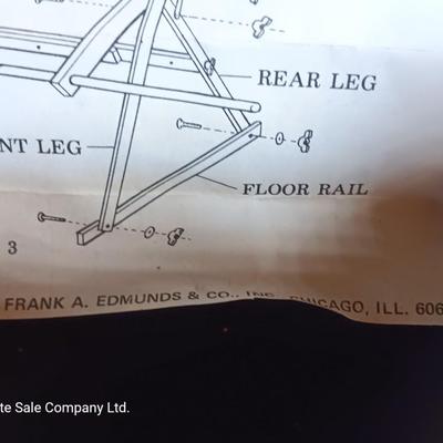 Frank A. Edmunds & Co. Antique Quilting frame and stand with instructions in original box