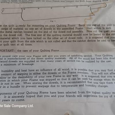 Frank A. Edmunds & Co. Antique Quilting frame and stand with instructions in original box