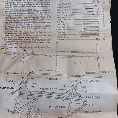 Frank A. Edmunds & Co. Antique Quilting frame and stand with instructions in original box