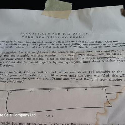 Frank A. Edmunds & Co. Antique Quilting frame and stand with instructions in original box