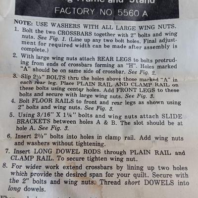 Frank A. Edmunds & Co. Antique Quilting frame and stand with instructions in original box