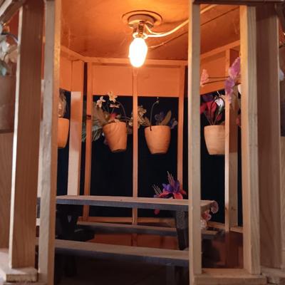 Medium sized lighted wooden Gazebo for display or Dolls