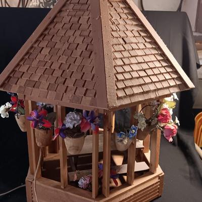Medium sized lighted wooden Gazebo for display or Dolls
