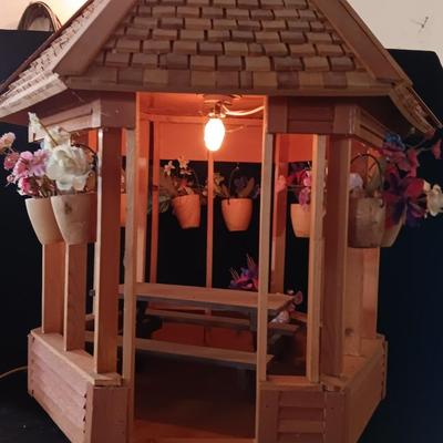 Medium sized lighted wooden Gazebo for display or Dolls