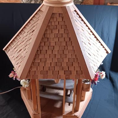 Medium sized lighted wooden Gazebo for display or Dolls