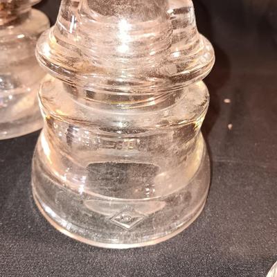 Four clear Glass Insulators - Hemingray & Dominion