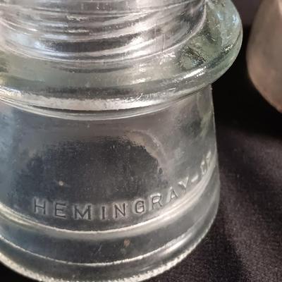 Four clear Glass Insulators - Hemingray & Dominion