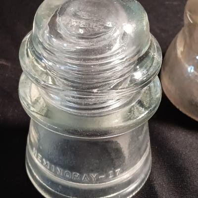 Four clear Glass Insulators - Hemingray & Dominion