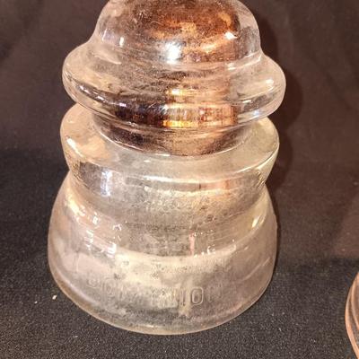 Four clear Glass Insulators - Hemingray & Dominion