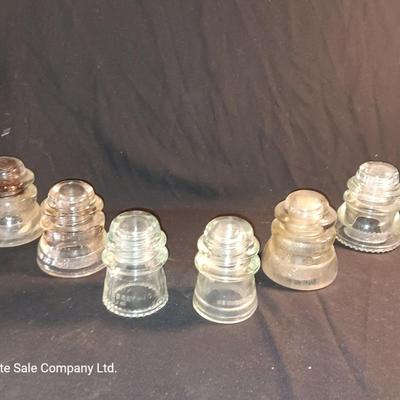 Four clear Glass Insulators - Hemingray & Dominion