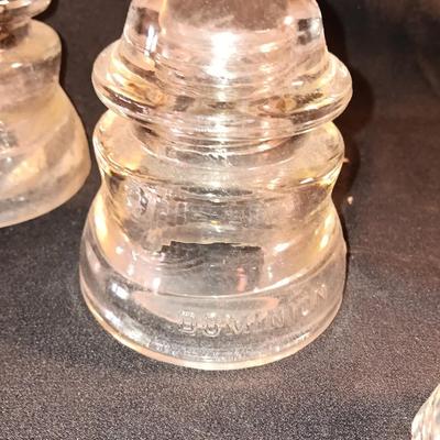 Four clear Glass Insulators - Hemingray & Dominion