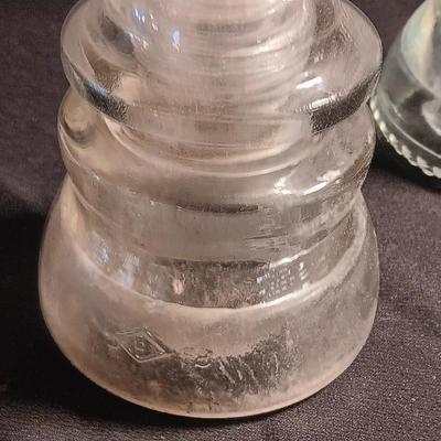 Four clear Glass Insulators - Hemingray & Dominion