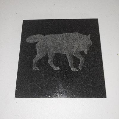 New Bullfrog tactical II with etched wolf on tile and two other smaller pocketknives