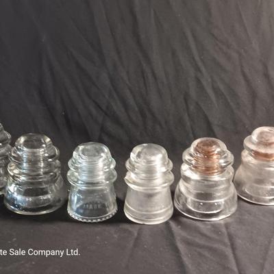 Clear glass Insulators - Hemingray - Dominion - Whitall Tatum No.1