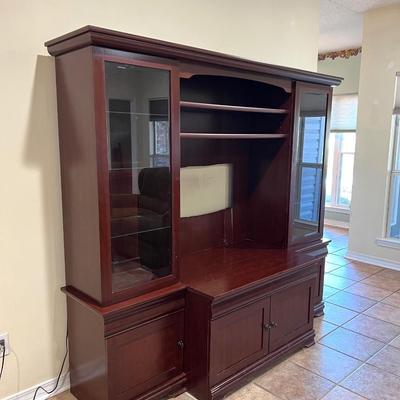 Entertainment Center With Lighted Cabinets~ Read Details