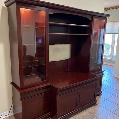 Entertainment Center With Lighted Cabinets~ Read Details