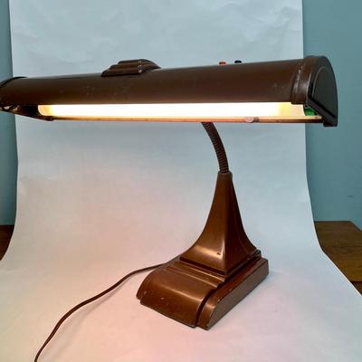 Mid-Century Brown Desk Lamp Heavy Metal goose neck fluorescent Art Specialty Co.
