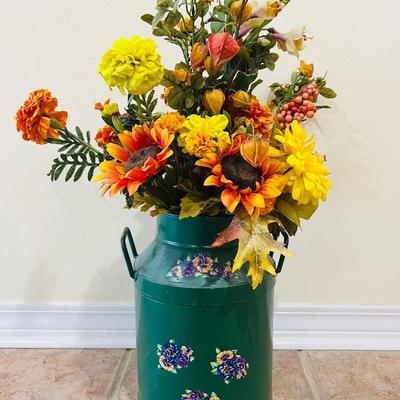 Floral Arrangement Tin Milk Can