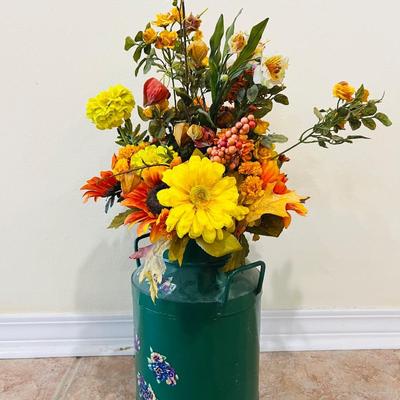 Floral Arrangement Tin Milk Can