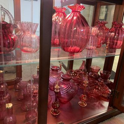 Large Lot - Vintage Cranberry Glass Collection (Case is different lot)