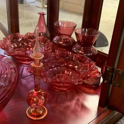 Large Lot - Vintage Cranberry Glass Collection (Case is different lot)