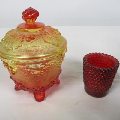 Vintage Amberina Candy Dish & Candle Holder