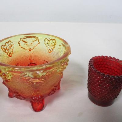 Vintage Amberina Candy Dish & Candle Holder