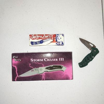 Great stocking stuffers! brand new pocketknives, "STORM CHASER lll" and "TEXAS BANDIT